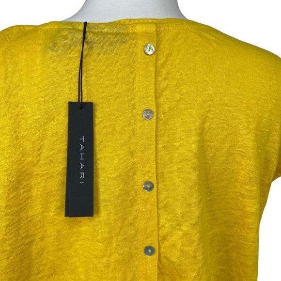 Tahari Linen Yellow Top Size Large Yellow NEW With Tag - Picture 4 of 5